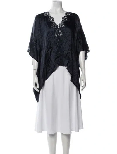 Pre-owned La Perla Silk Lace Pattern Robe In Black