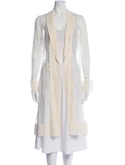 Pre-owned La Perla Silk Lace Pattern Robe In Neutral