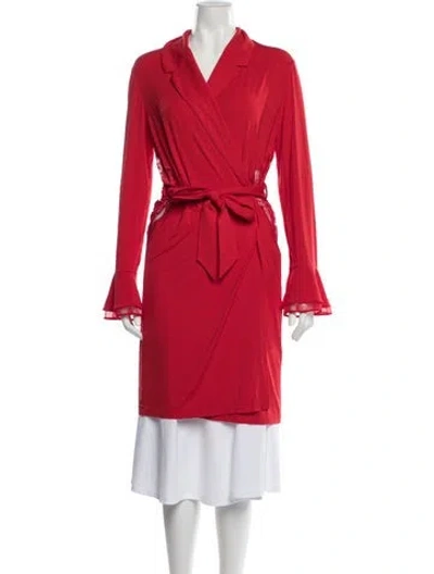 Pre-owned La Perla Silk Lace Pattern Robe In Red