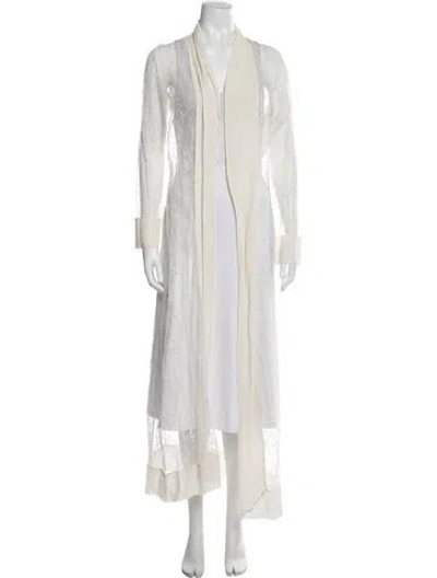 Pre-owned La Perla Silk Lace Pattern Robe In White