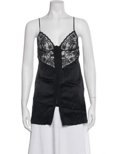 Pre-owned La Perla Silk Lace Pattern Top In Black
