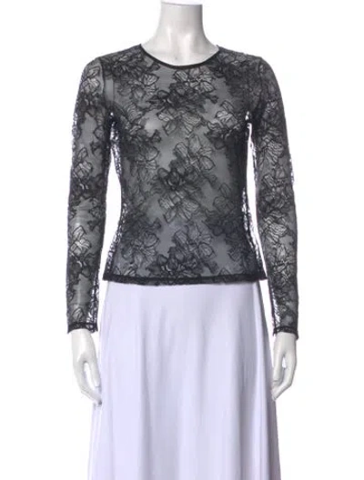 Pre-owned La Perla Silk Lace Pattern Top In Black