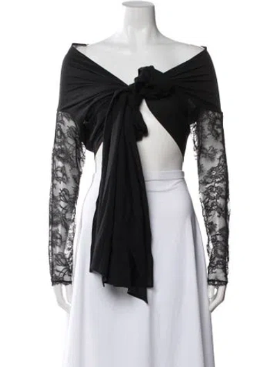 Pre-owned La Perla Silk Lace Pattern Top In Black