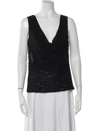 Pre-owned La Perla Silk Lace Pattern Top In Black