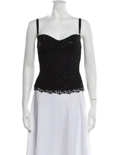 Pre-owned La Perla Silk Lace Pattern Top In Black