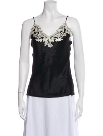 Pre-owned La Perla Silk Lace Pattern Top In Gray