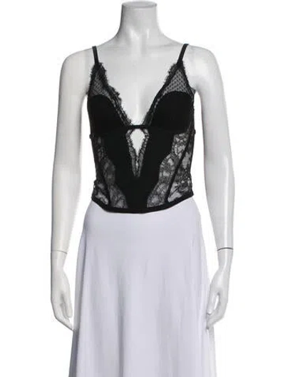 Pre-owned La Perla Silk Lace Pattern Top In Grey