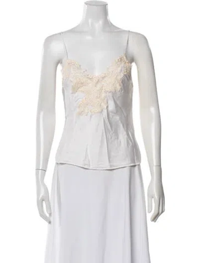 Pre-owned La Perla Silk Lace Pattern Top In Neutrals