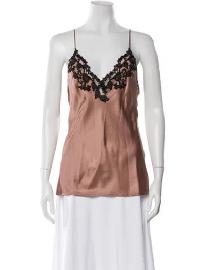 Pre-owned La Perla Silk Lace Pattern Top In Pink