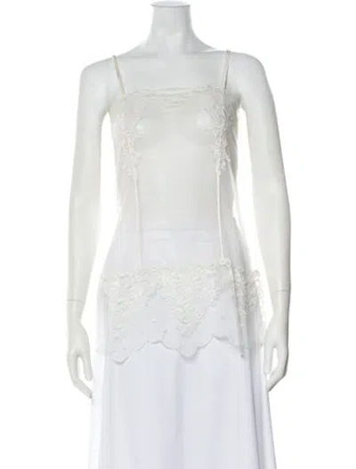 Pre-owned La Perla Silk Lace Pattern Top In White