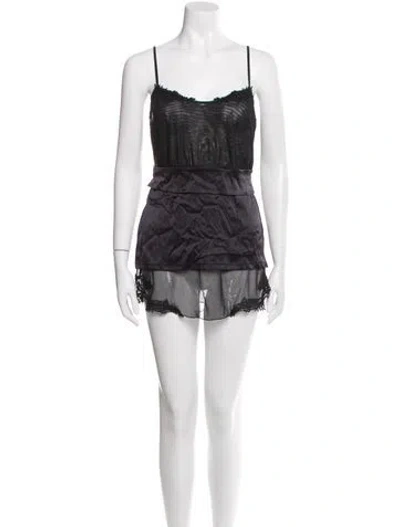 Pre-owned La Perla Silk Lace Trim Embellishment Nightgown In Black