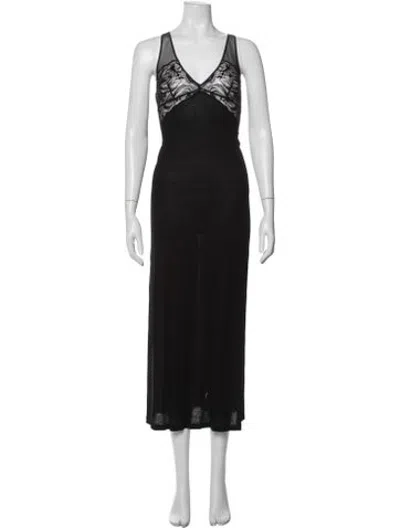 Pre-owned La Perla Silk Lace Trim Embellishment Nightgown In Black