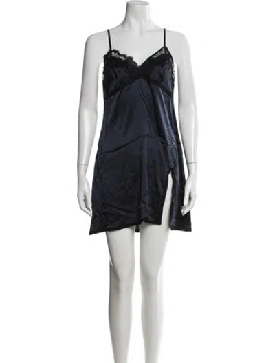 Pre-owned La Perla Silk Lace Trim Embellishment Nightgown In Blue