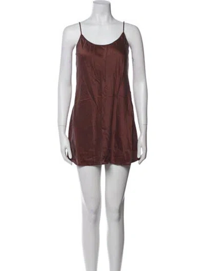 Pre-owned La Perla Silk Lace Trim Embellishment Nightgown In Brown