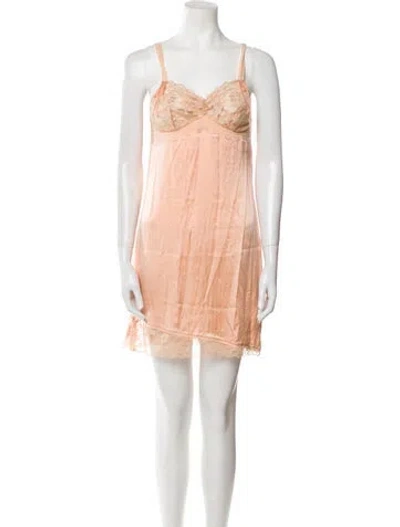 Pre-owned La Perla Silk Lace Trim Embellishment Nightgown In Neutral