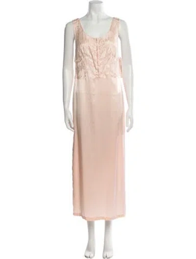 Pre-owned La Perla Silk Lace Trim Embellishment Nightgown In Pink