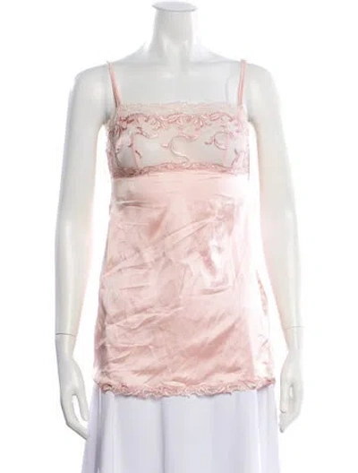 Pre-owned La Perla Silk Lace Trim Embellishment Nightgown In Pink