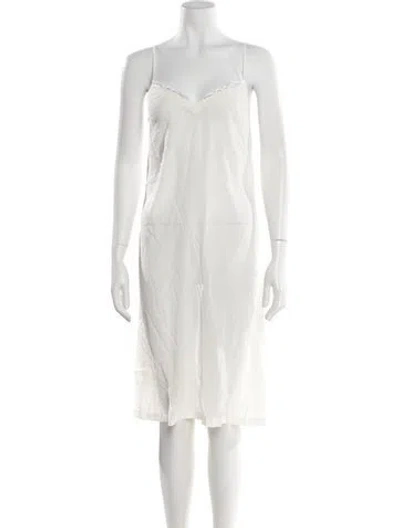 Pre-owned La Perla Silk Lace Trim Embellishment Nightgown W/ Tags In White