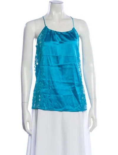 Pre-owned La Perla Silk Lace Trim Embellishment Pajamas W/ Tags In Blue