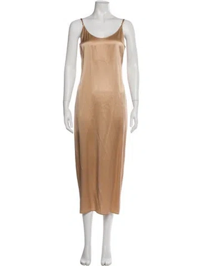 Pre-owned La Perla Silk Long Dress In Neutral