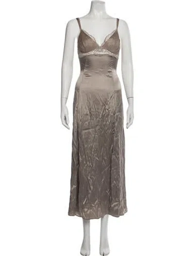 Pre-owned La Perla Silk Long Dress In Neutrals