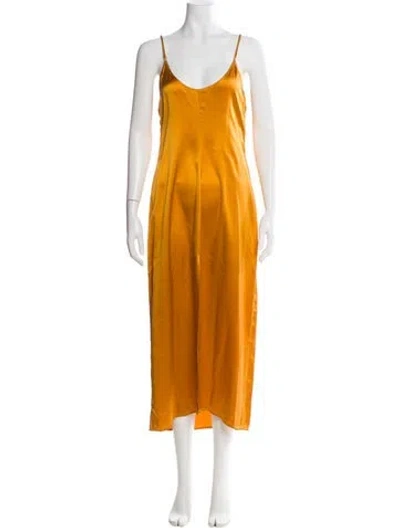 Pre-owned La Perla Silk Long Dress In Orange