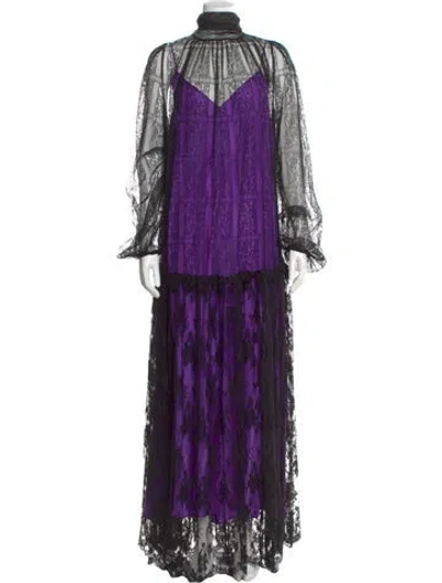 Pre-owned La Perla Silk Long Dress In Purple