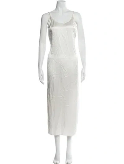 Pre-owned La Perla Silk Long Dress In White