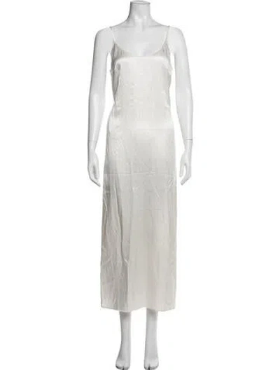 Pre-owned La Perla Silk Long Dress In White