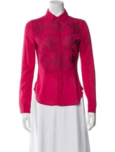 Pre-owned La Perla Silk Long Sleeve Blouse In Pink