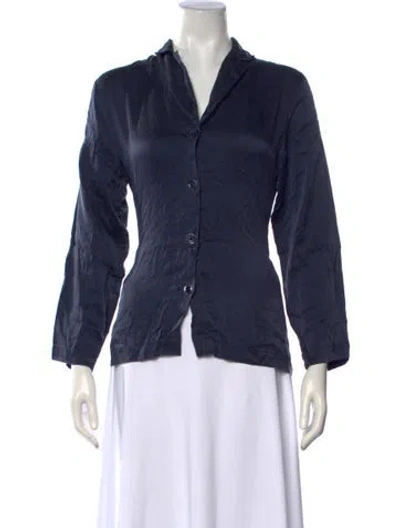Pre-owned La Perla Silk Long Sleeve Button-up Top In Blue