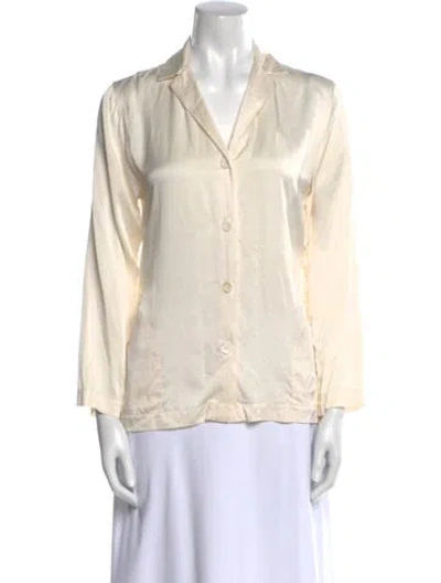 Pre-owned La Perla Silk Long Sleeve Button-up Top In Neutral
