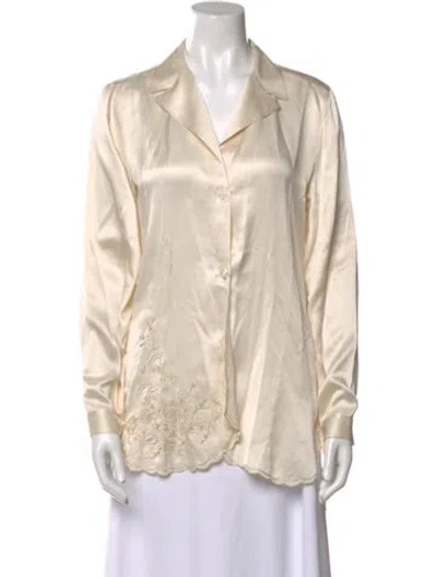 Pre-owned La Perla Silk Long Sleeve Button-up Top In Neutral
