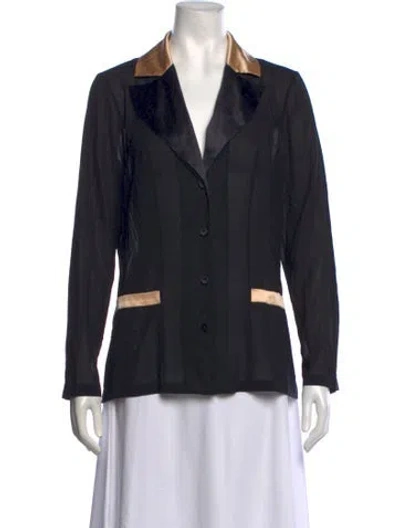Pre-owned La Perla Silk Long Sleeve Top In Black