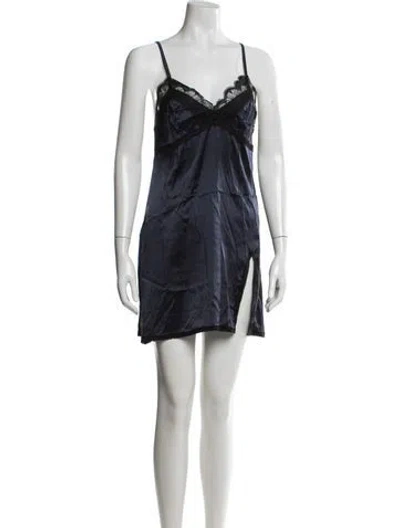 Pre-owned La Perla Silk Mesh Accents Nightgown In Blue