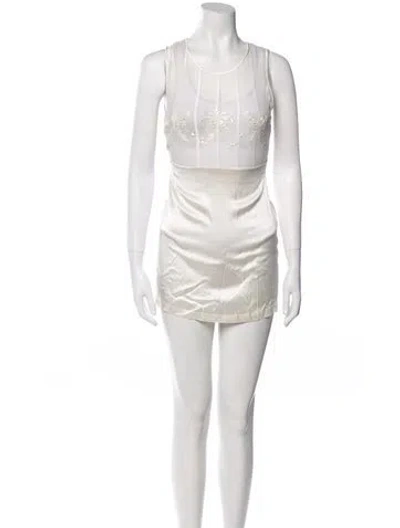 Pre-owned La Perla Silk Mesh Accents Pajamas In Neutral