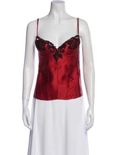 Pre-owned La Perla Silk Mesh Accents Pajamas In Red