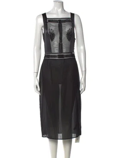 Pre-owned La Perla Silk Midi Length Dress W/ Tags In Black