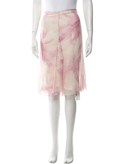 Pre-owned La Perla Silk Midi Length Skirt In Pink