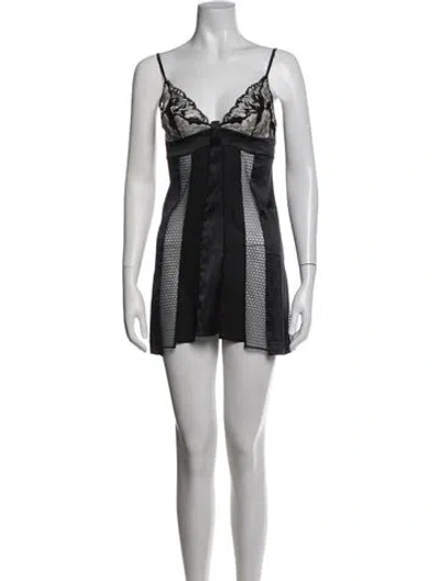 Pre-owned La Perla Silk Mini Dress In Black