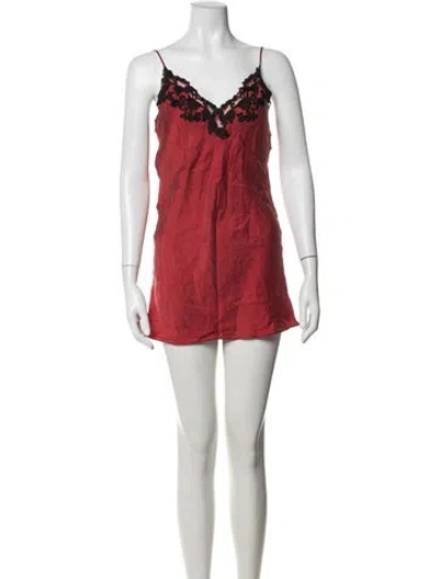 Pre-owned La Perla Silk Mini Dress In Black/red