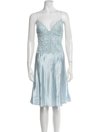 Pre-owned La Perla Silk Mini Dress In Blue