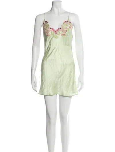 Pre-owned La Perla Silk Mini Dress In Green