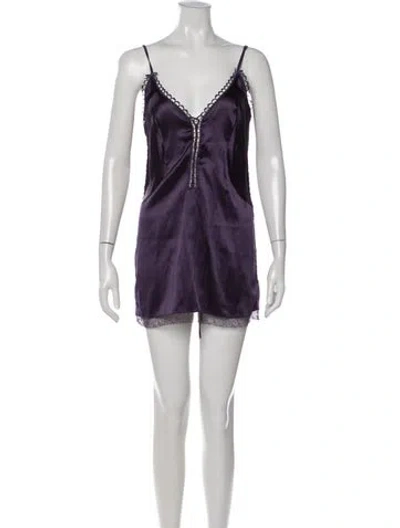 Pre-owned La Perla Silk Mini Dress In Purple
