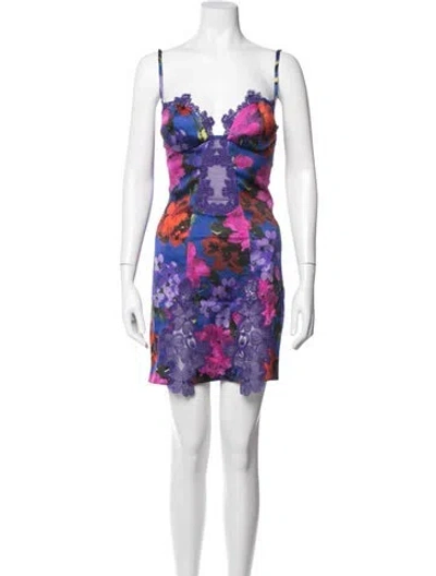 Pre-owned La Perla Silk Mini Dress In Purple