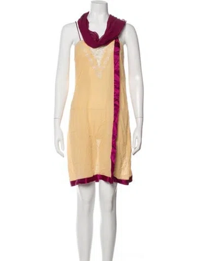 Pre-owned La Perla Silk Mini Dress In Yellow
