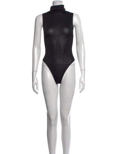 Pre-owned La Perla Silk Mock Neck Bodysuit In Black