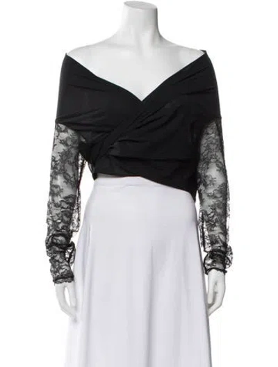 Pre-owned La Perla Silk Off-the-shoulder Top In Black