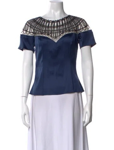 Pre-owned La Perla Silk Off-the-shoulder Top In Blue