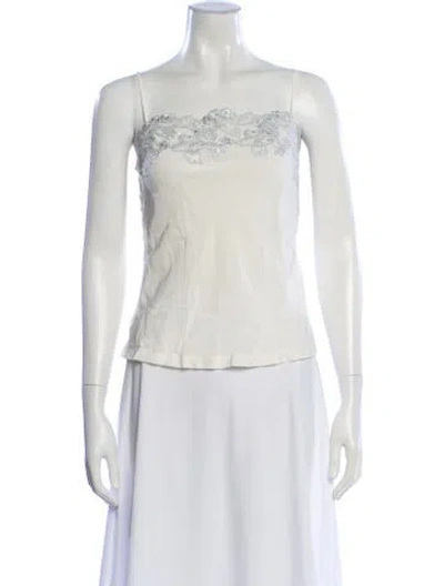 Pre-owned La Perla Silk Off-the-shoulder Top In White